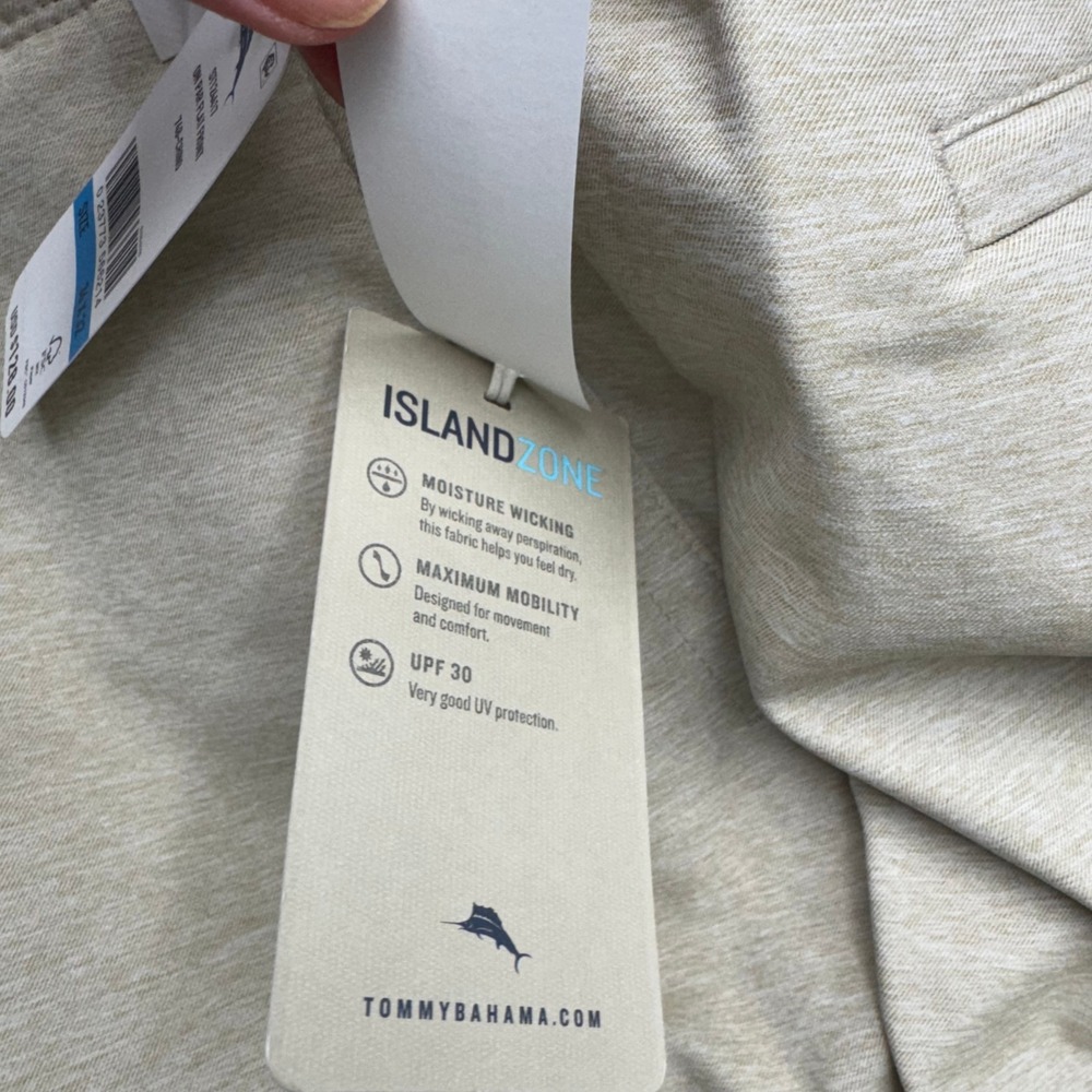 New Tommy Bahama IslandZone Pants Mens 36x32 Tan Stretch On Par Golf Chino UPF - Picture 10 of 15